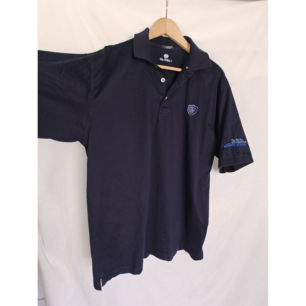 Marbas Polo Golf Short Short Sleeve Navy Blue Cotton Lexus Nevada‎ Celebrity L - Picture 4 of 10